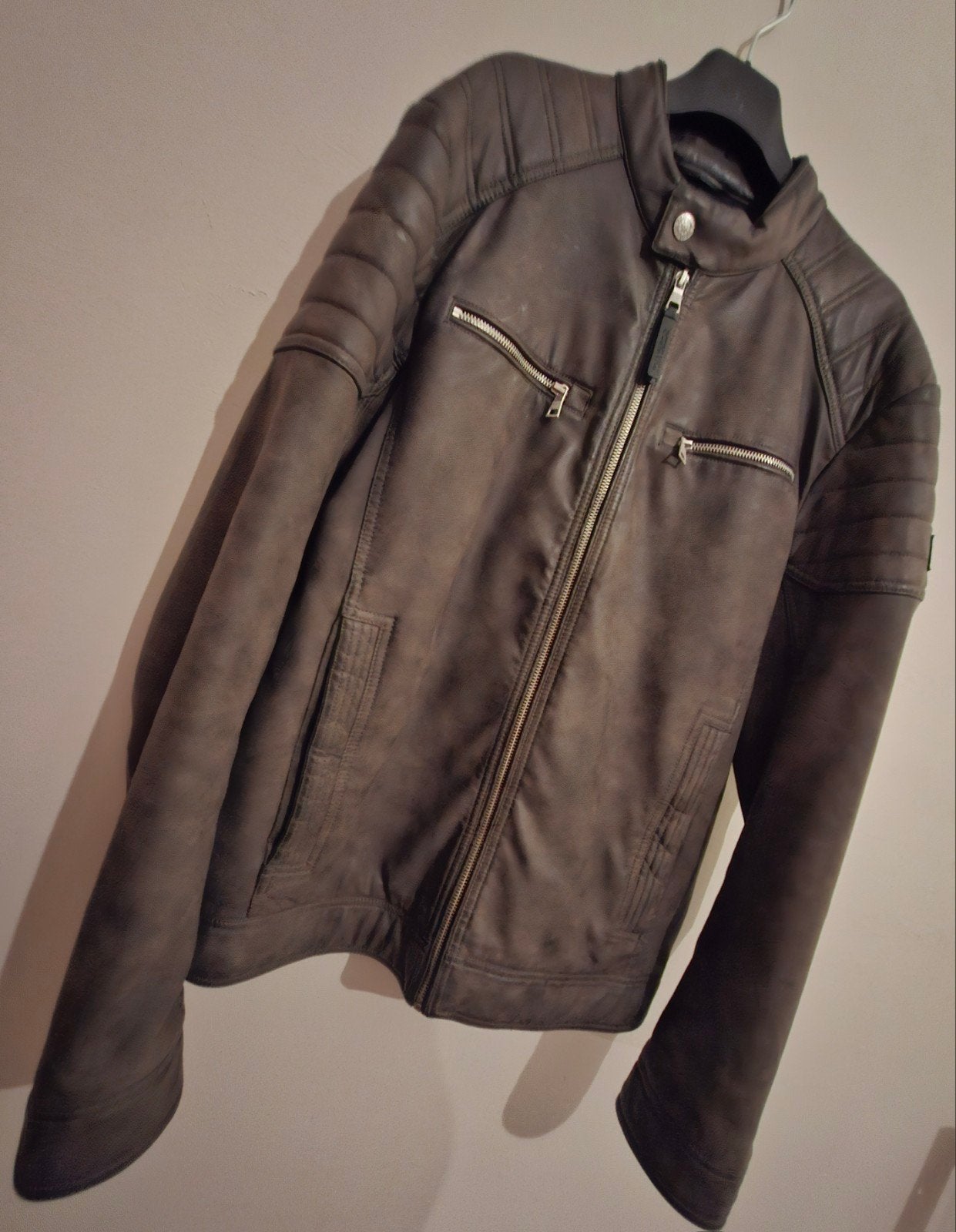 Stoer bruin "Tom Tailor" bikerjack (suède-look) – Maat Large, Maat 52/54 (L), Bruin, Tom Tailor, Ophalen of Verzenden
