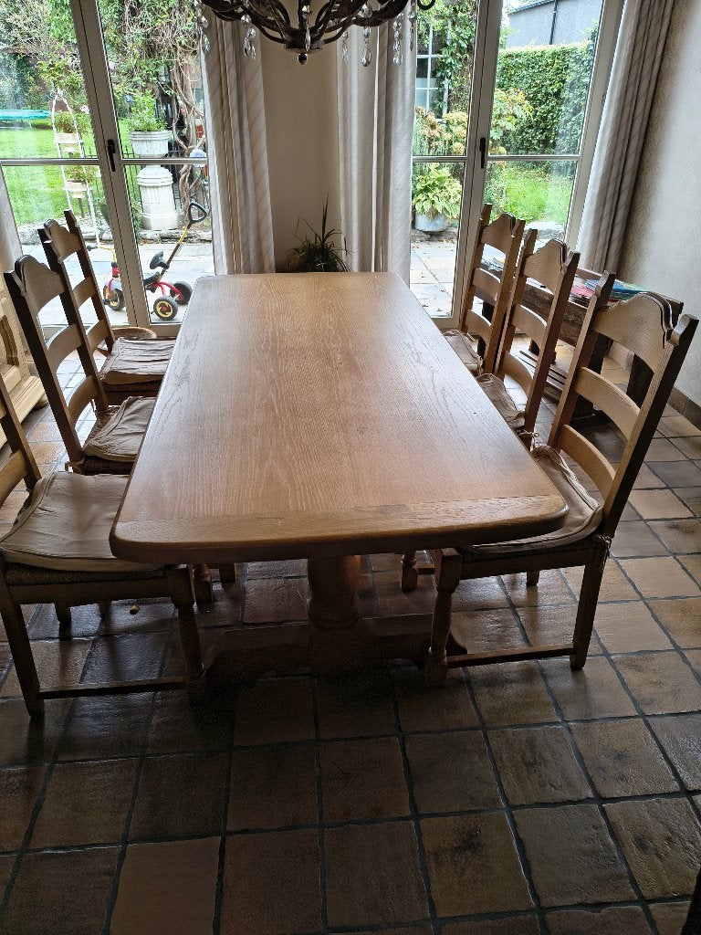 Tafel en stoelen in eik, Ophalen, Gebruikt, Eikenhout