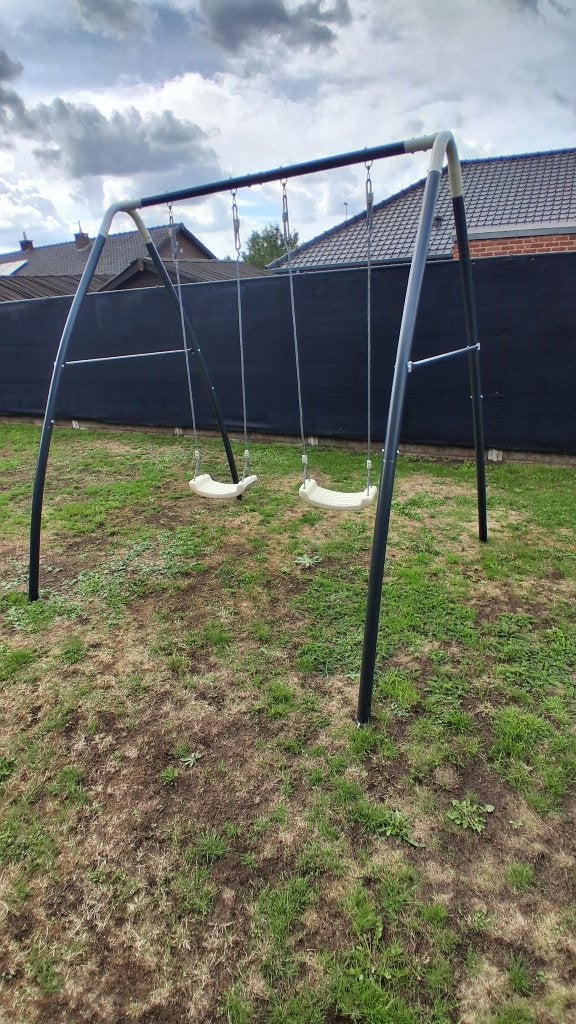 Dubbele Metalen Schommel kleur Antraciet, Creme. NIEUW, Kinderen en Baby's, Ophalen, Nieuw, Schommel