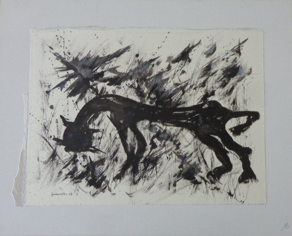 JAN VAERTEN / DIER / ORIGINEEL WERK / 40x50cm / SIG / 1958, Ophalen of Verzenden, Gesigneerd