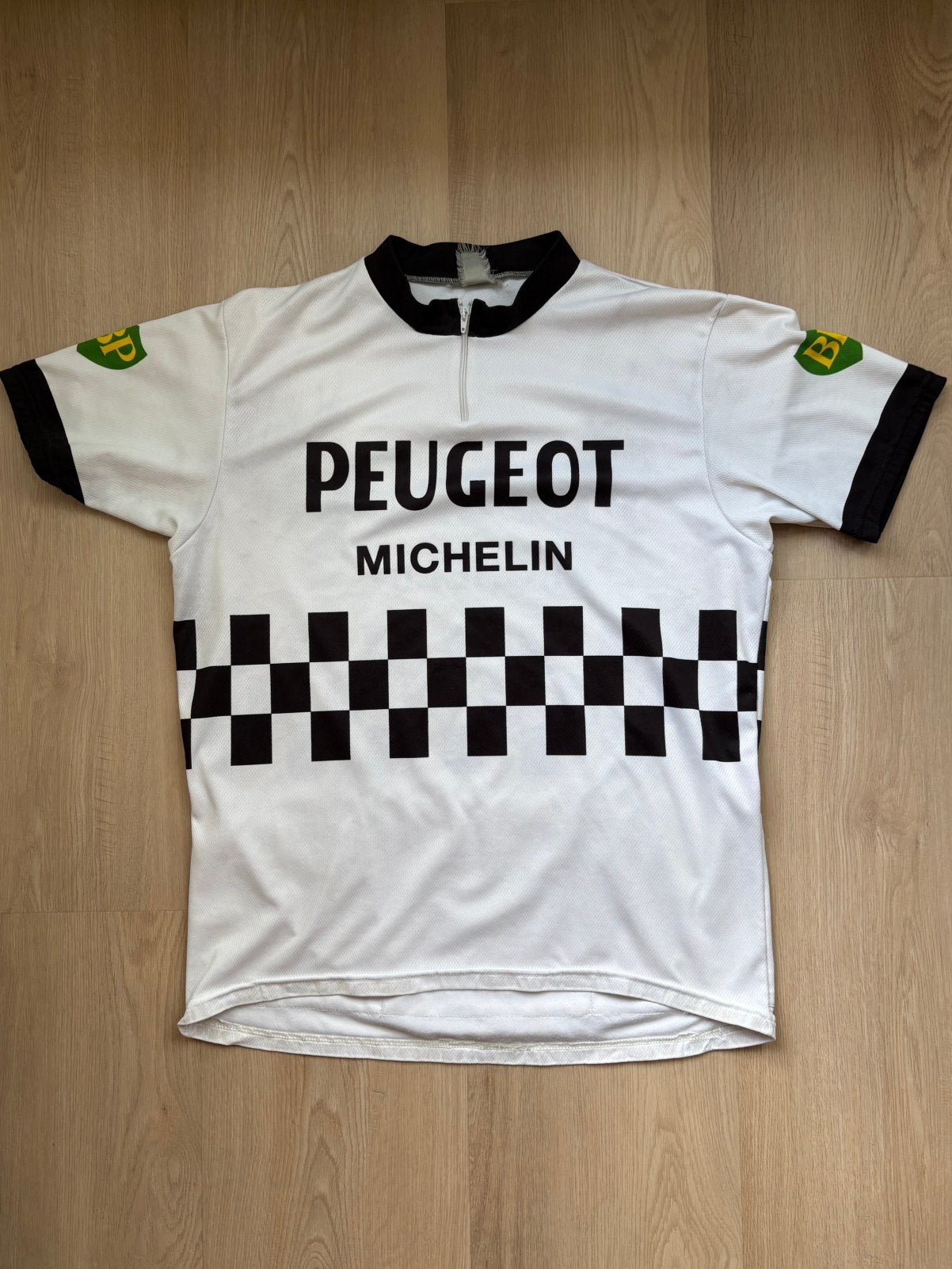 Vintage wielershirt koerstrui Peugeot BP Michelin, Fietsen en Brommers, Fietsaccessoires | Fietskleding, Gebruikt, L, Ophalen of Verzenden