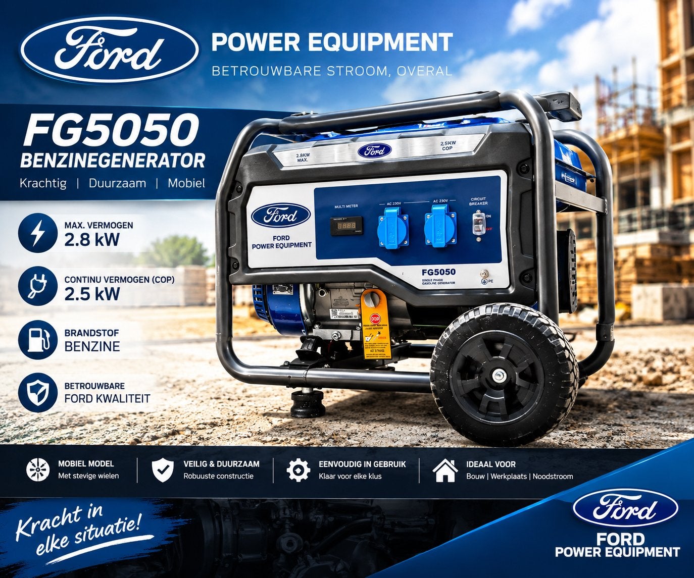 NIEUWE FORD STROOMGENERATOR 5050W – NOOIT GEBRUIKT!, Ophalen, Nieuw