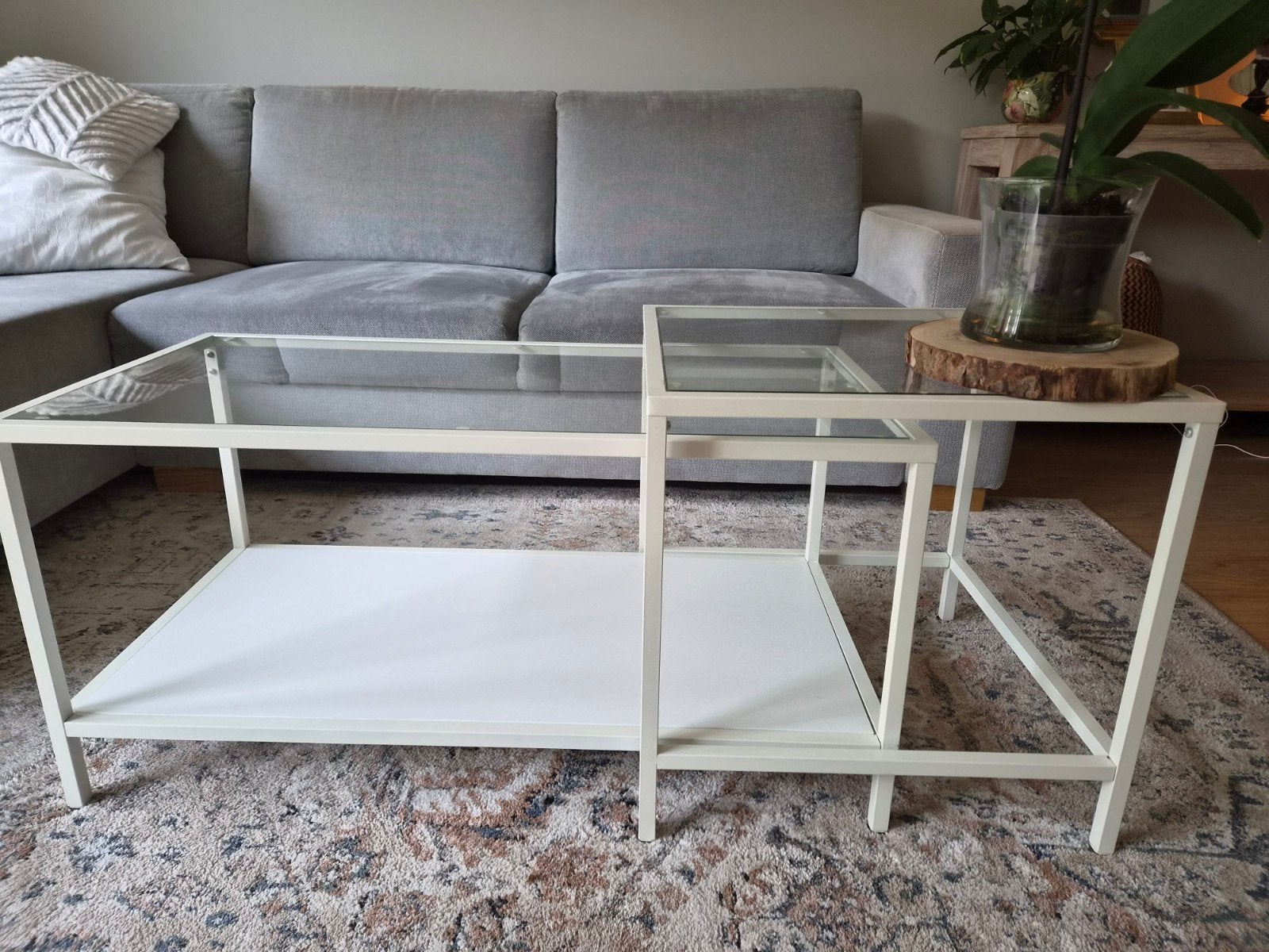 salon-en/of bijzettafel 2 delig Ikea wit, Huis en Inrichting, Ophalen, 50 – 75, Gebruikt, 100 tot 150 cm