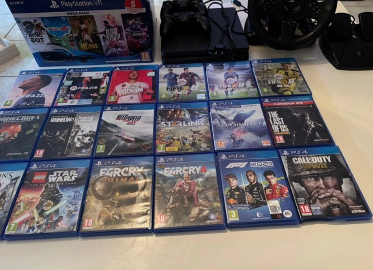 Ps4 console,PsVr bril, Ps4 games, racestuur, Games en Spelcomputers, Ophalen, Zo goed als nieuw, PlayStation 4
