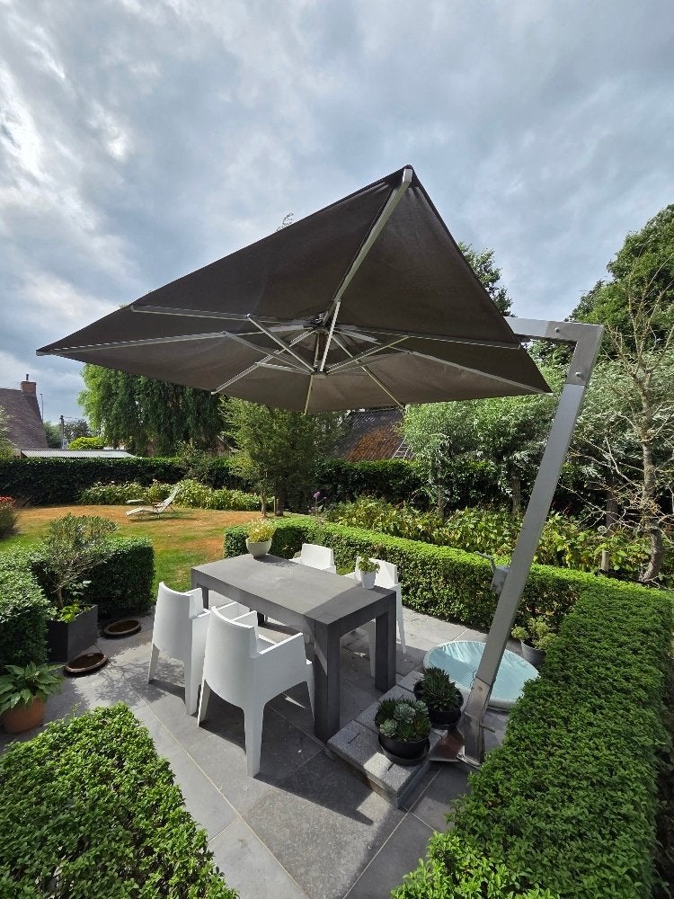 Parasol op voet 3x3m  360 zwenkbaar, Ophalen, Zweefparasol, 3 tot 4 meter, Verstelbaar