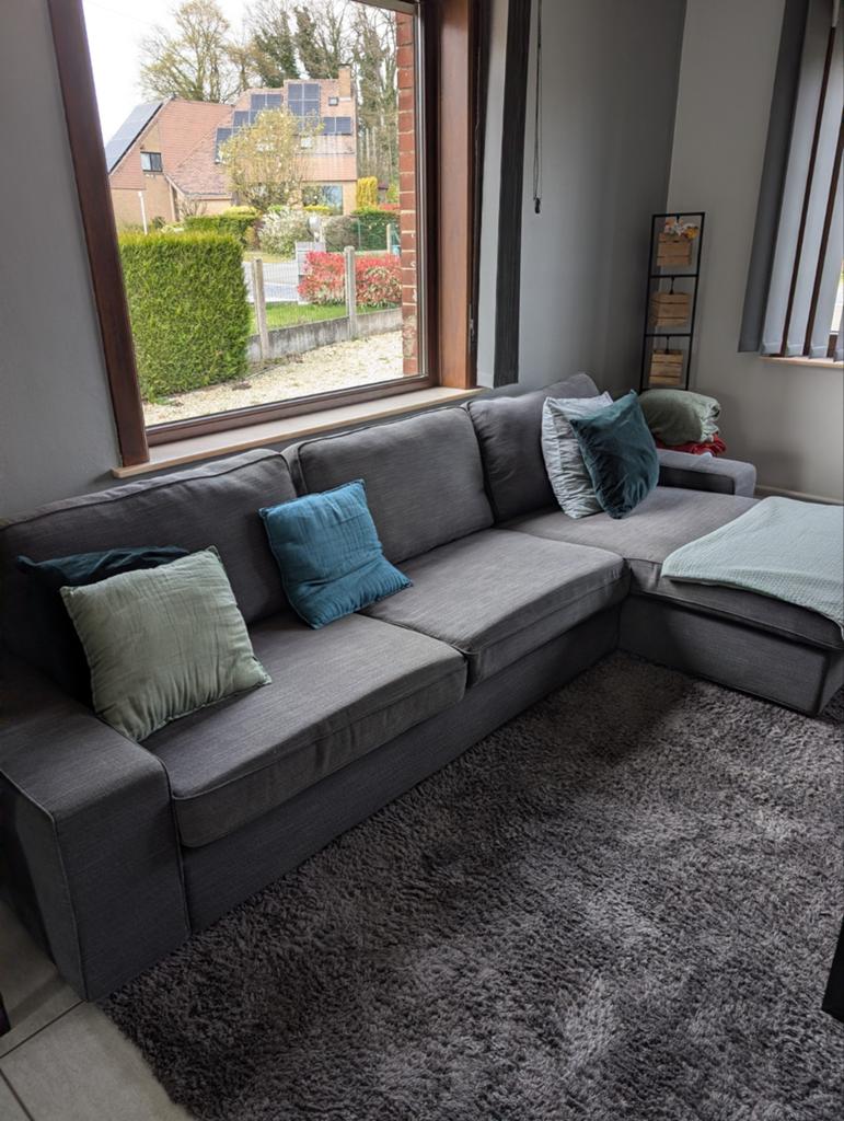 Canapé méridienne en tissu gris anthracite, excellent état, Huis en Inrichting, Zetels | Complete zithoeken, Ophalen