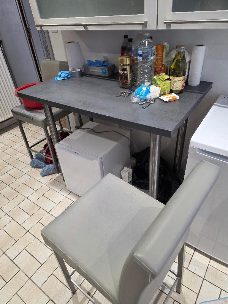 hoge keukentafel met 2 kinderstoelen, Huis en Inrichting, Ophalen, Gebruikt