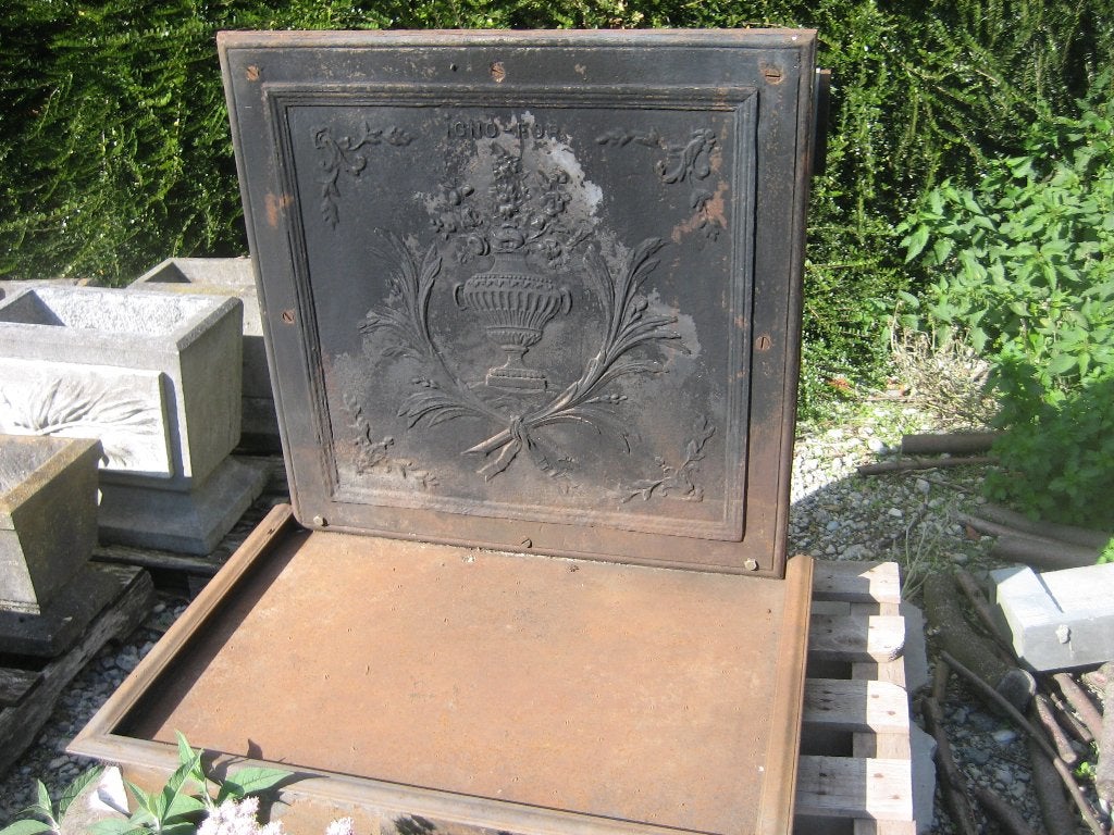 mooie grote oude gietijzeren haardplaat, Huis en Inrichting, Haarden, Ophalen, Gebruikt, Inzethaard, Houthaard