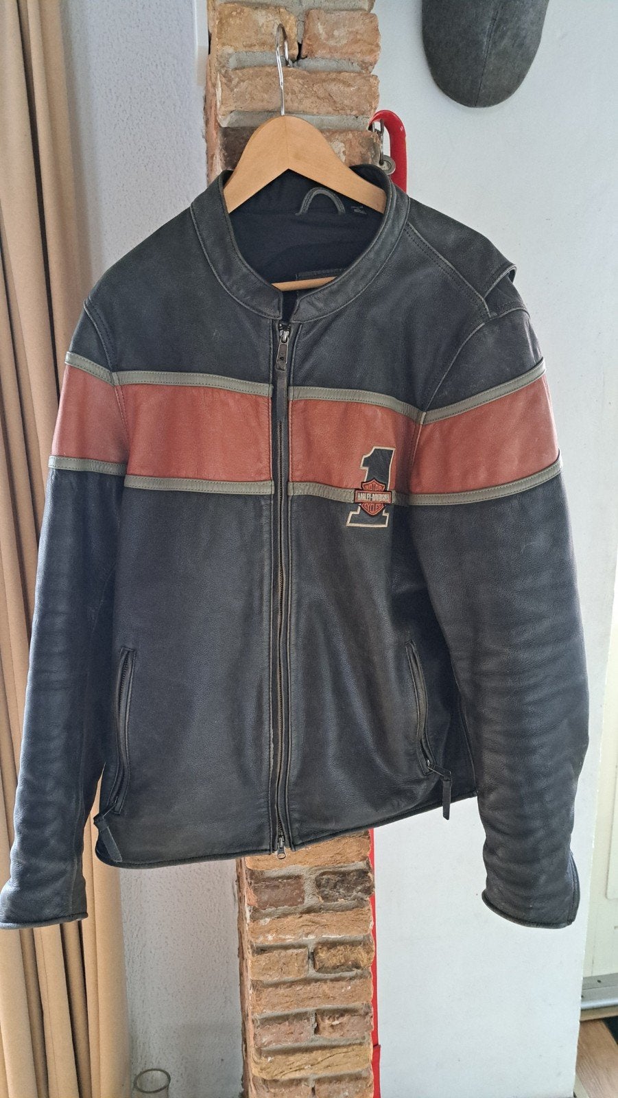 lederen jas harley davidson, Ophalen of Verzenden
