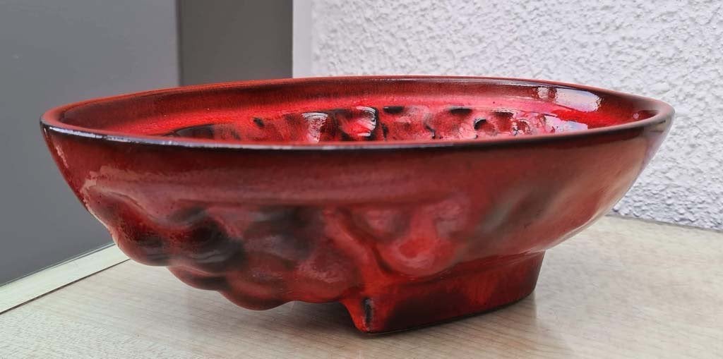 vintage kom keramiek rood W-Germany, genummerd - zie info, Ophalen