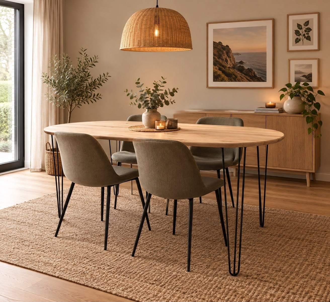 Unieke eettafel., Ophalen, 100 tot 150 cm, Eikenhout, Nieuw