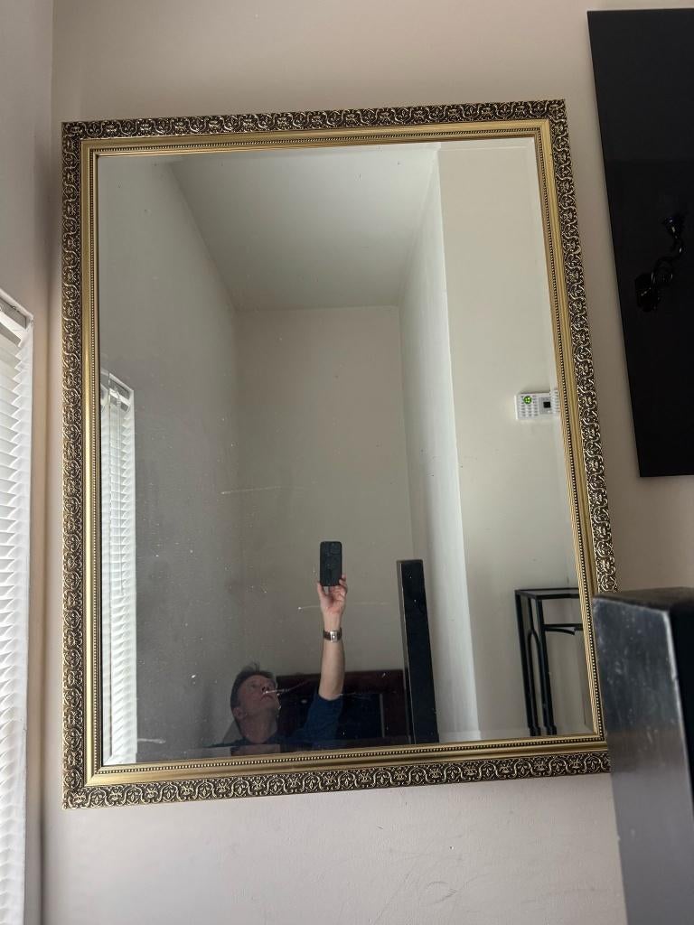Nieuwe XL spiegel gouden lijst facetgeslepen glas – flamant, Huis en Inrichting, Woonaccessoires | Spiegels, Ophalen, 100 tot 150 cm