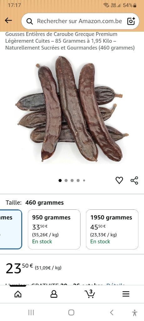 Feve de caroube, Collections, Enlèvement