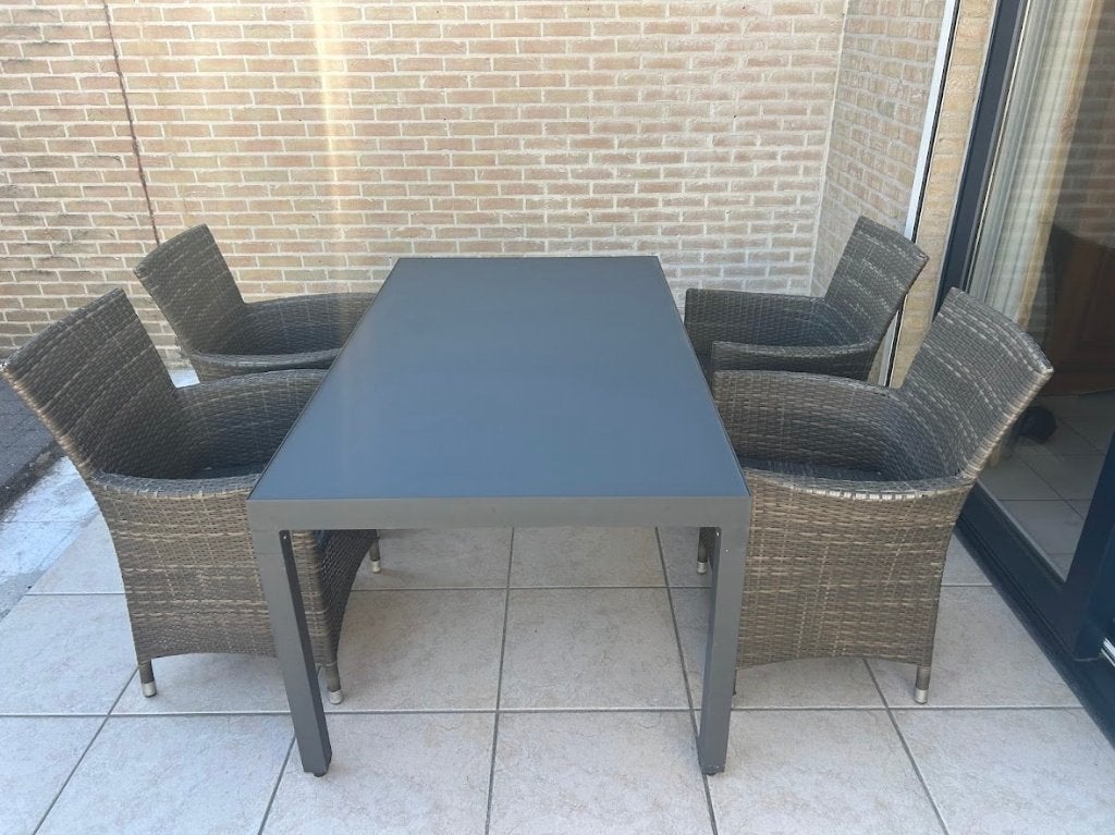 Prachtige tuinmeubelset, Ophalen, 4 zitplaatsen, Aluminium, Zo goed als nieuw