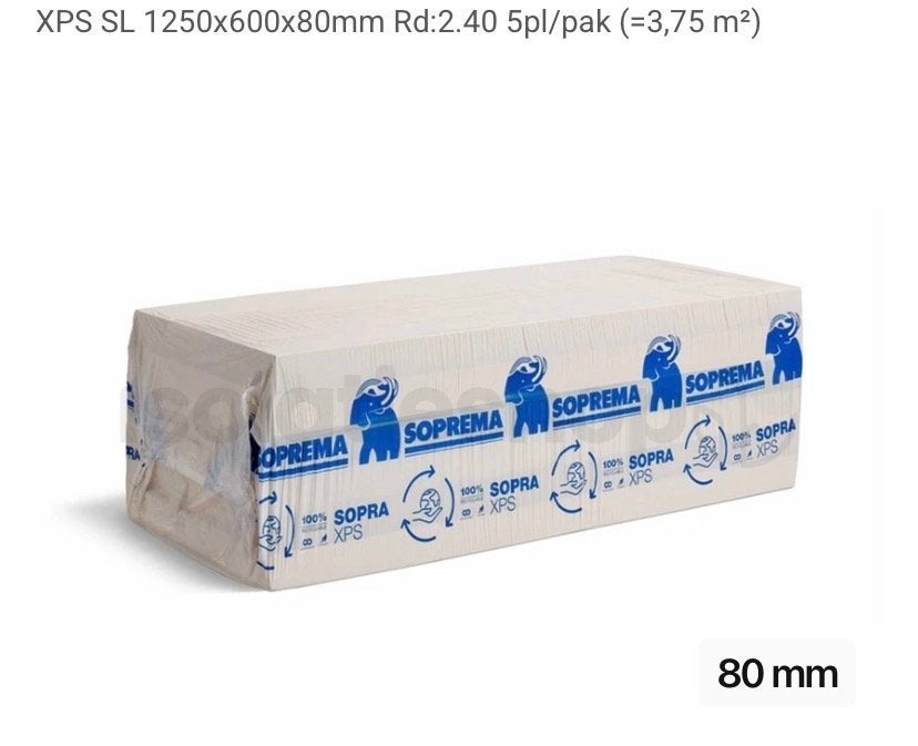 NIEUW 3 pakken XPS isolatie 1250x600x80mm (56 m2), Ophalen, 4 tot 8 cm, Vloerisolatie, Nieuw