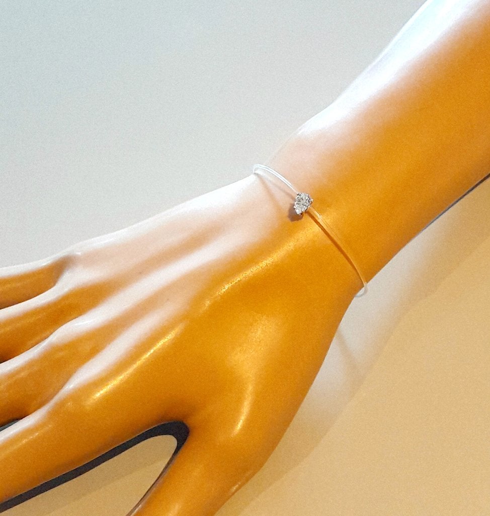 Onzichtbare armband met diamant 0.40 ct. 6 x 4 mm - Zilver, Handtassen en Accessoires, Nieuw, Ophalen of Verzenden, Met edelsteen