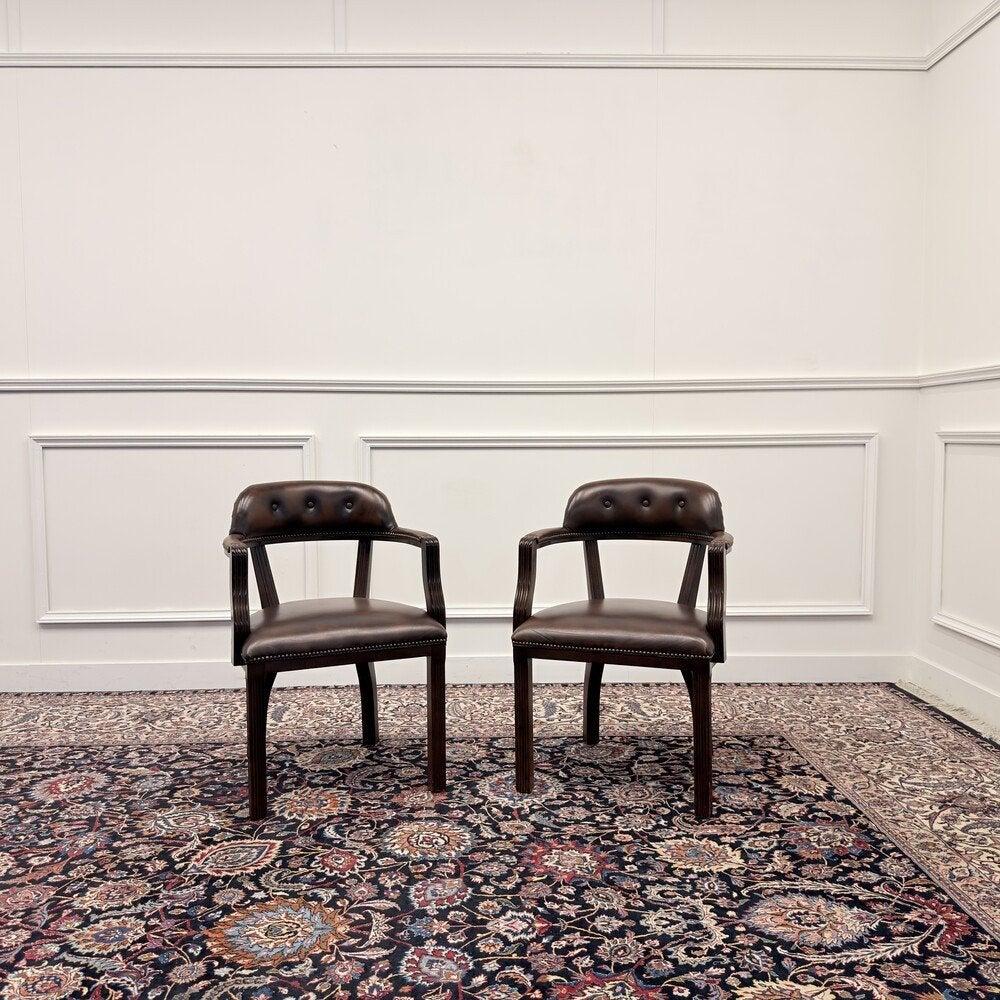 Set Klassiek Engelse Chesterfield Bureaustoel Stoelen, Antiek en Kunst, Ophalen