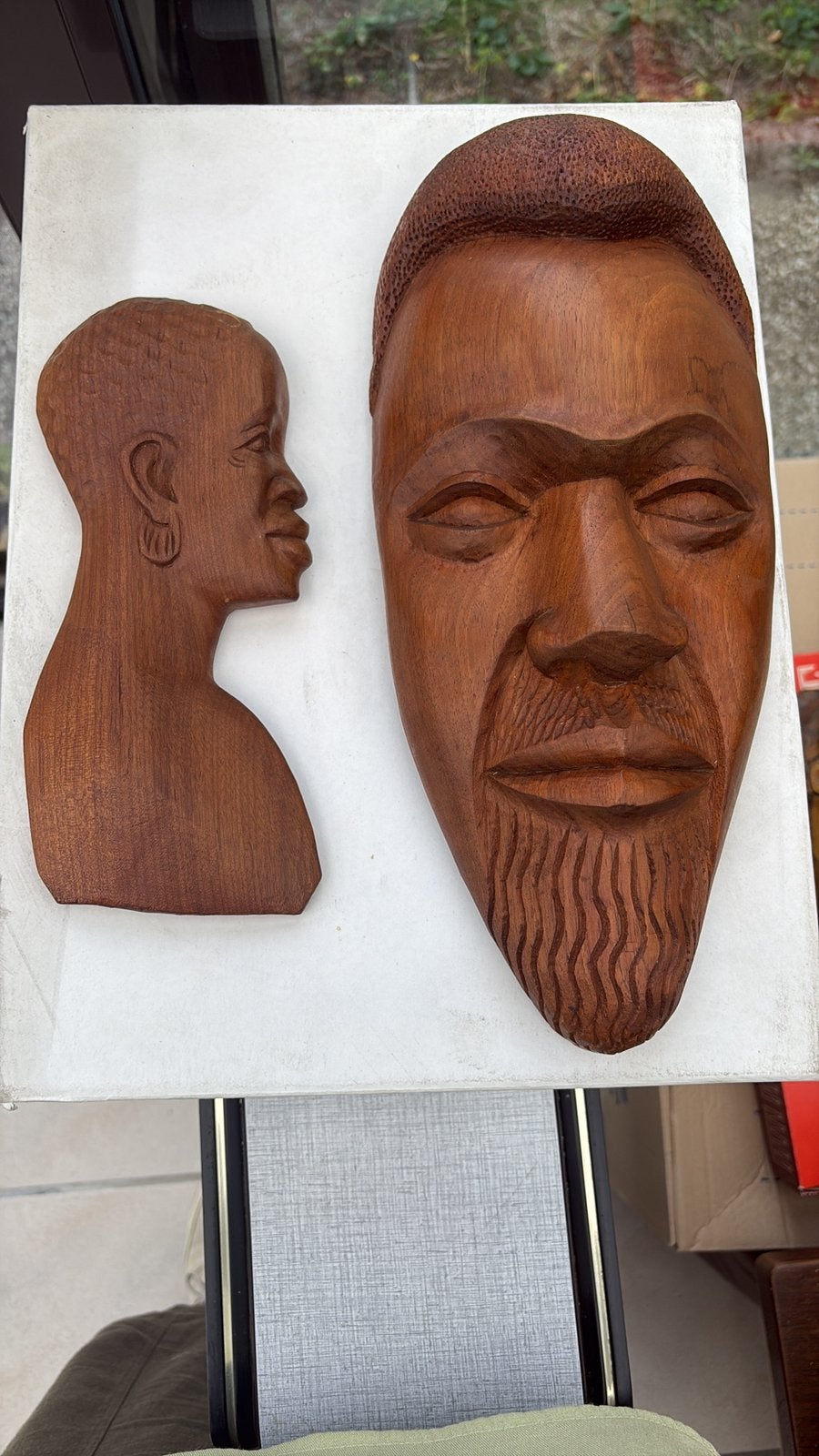Lot sculpture congolaise 1966, Enlèvement, Bois, Femme