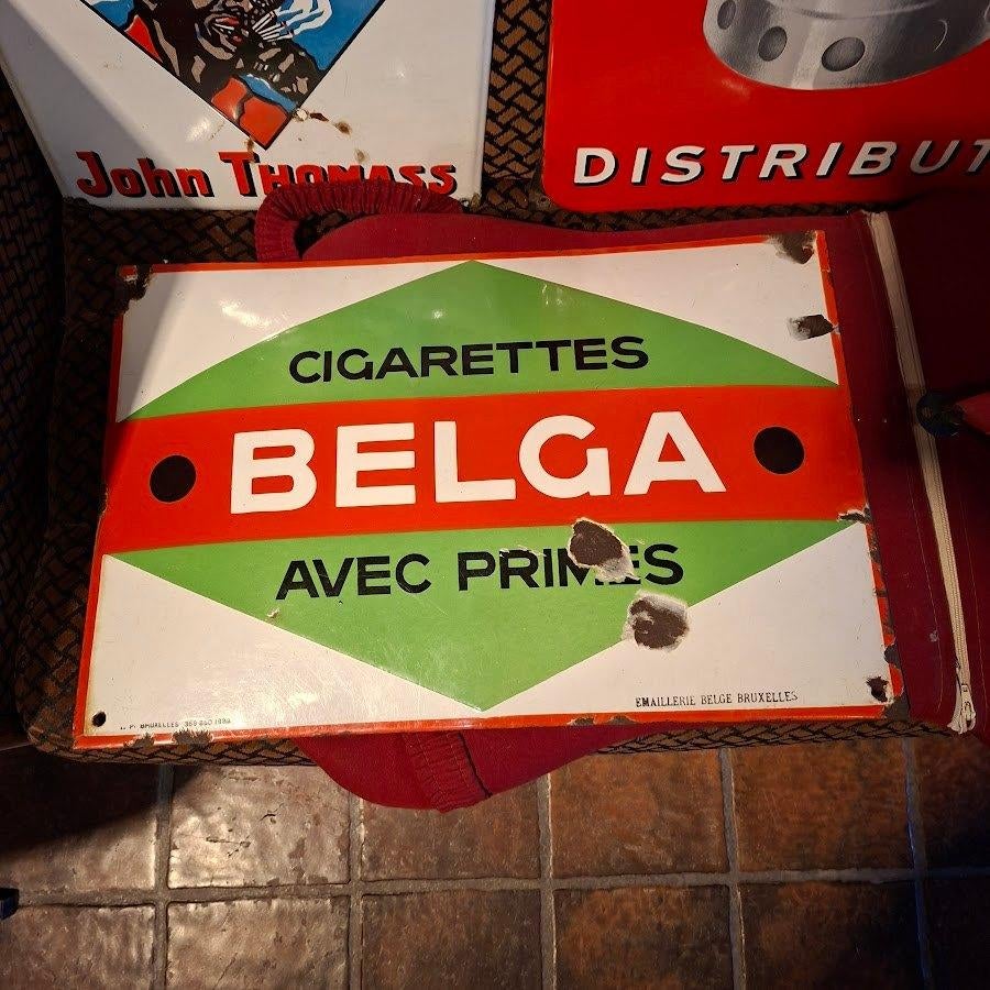 Plaque émaillée Belga 1932, Verzamelen, Ophalen, Gebruikt, Reclamebord
