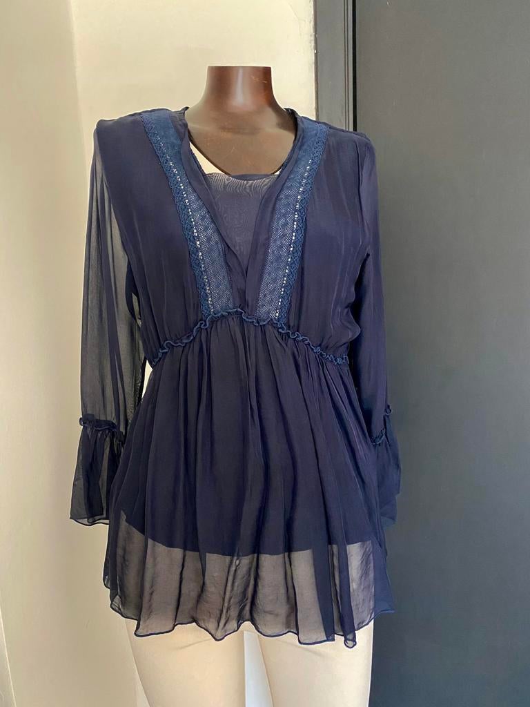 Tunique 36/38, Enlèvement ou Envoi, Comme neuf, Bleu, Manches courtes