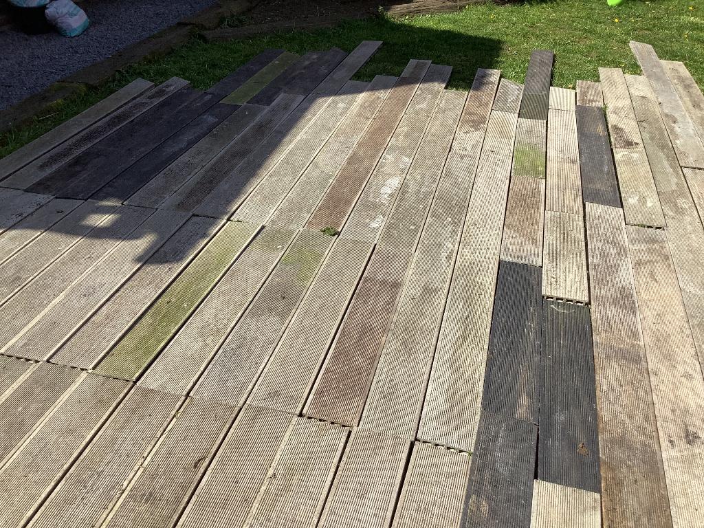 20 m2 terrasplanken van composietkarton, Ophalen, Gebruikt, Composiet