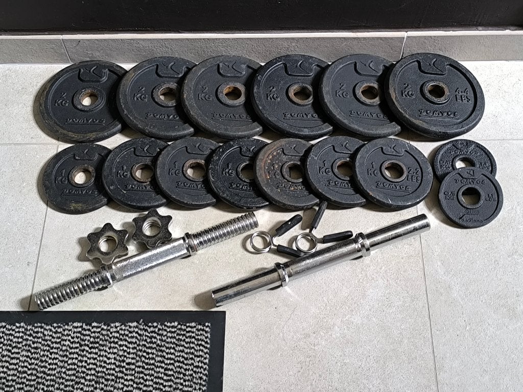 24kg Halterset van Domyos (28mm), Ophalen, Gebruikt, Benen, Halterset