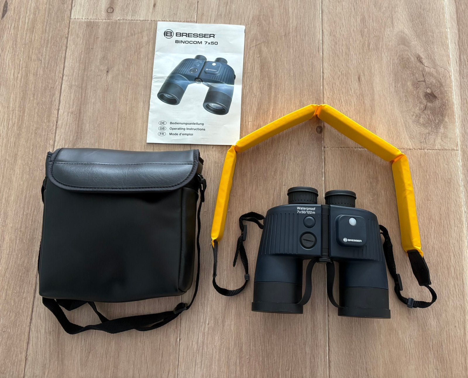 Bresser Binocom 7x50/122m waterproof verrekijker, Ophalen, Zo goed als nieuw, Met hoes of tas