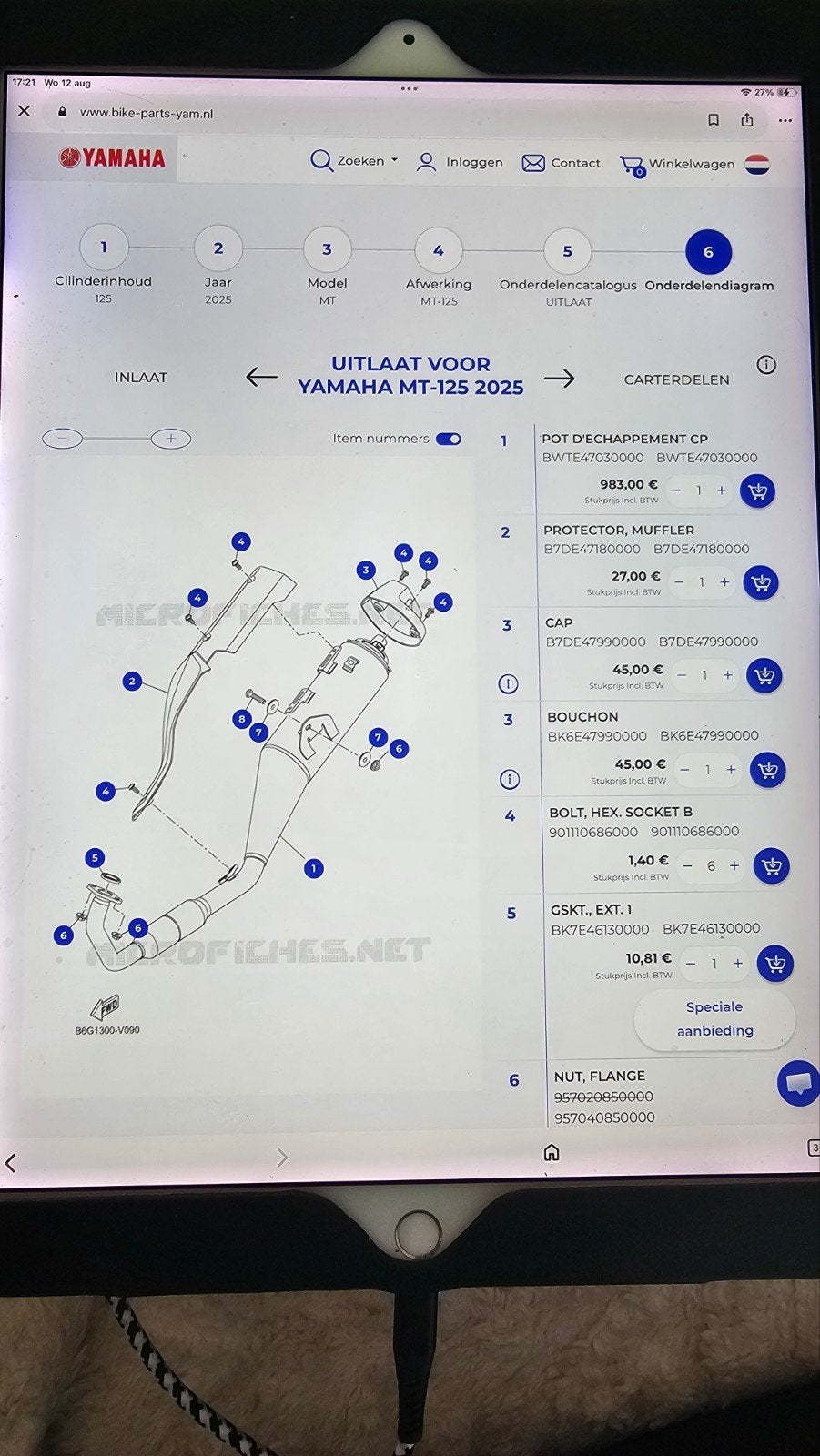 volledige uitlaat Yamaha MT 125cc, Motoren, Ophalen of Verzenden, Nieuw