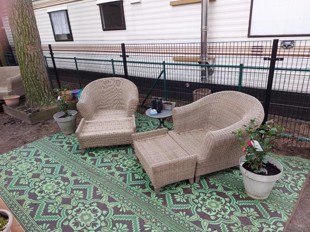 Leuk loungeset canapé zeteltjes met voetbank en tafel, Ophalen, Loungeset