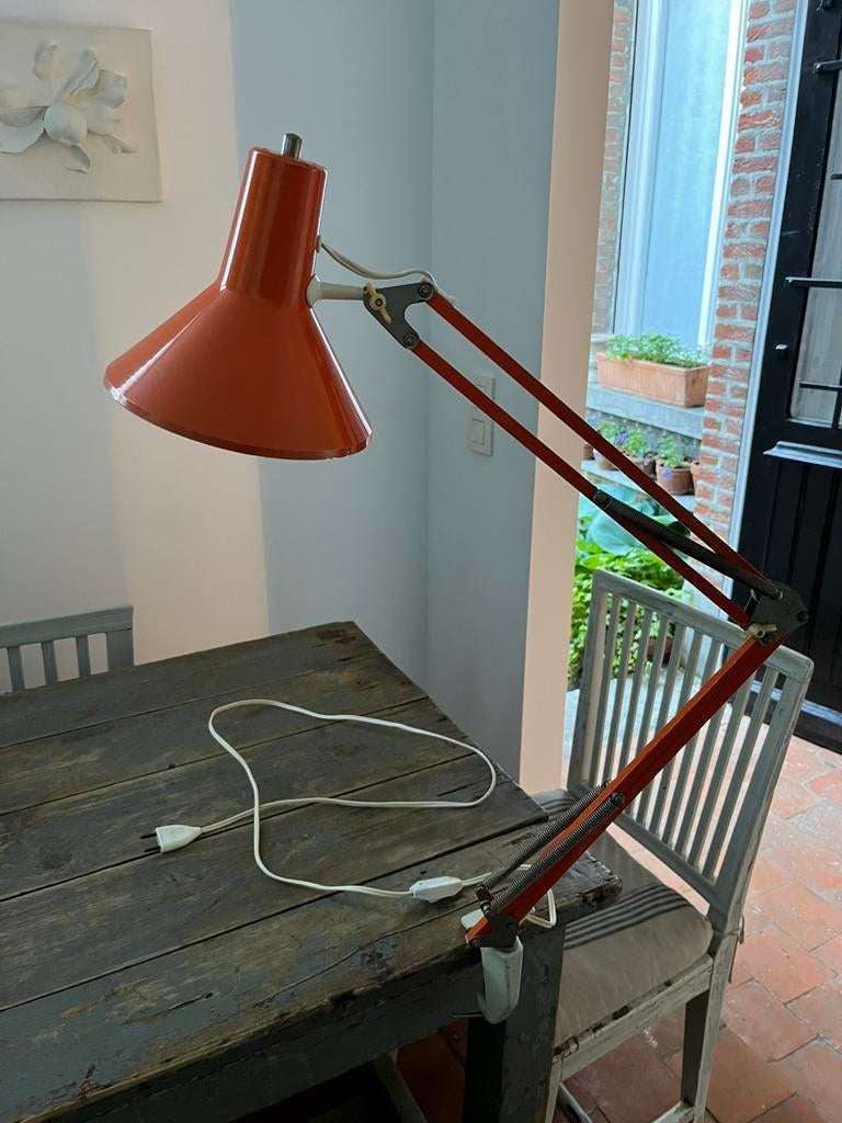 VINTAGE LAMP BUREAULAMP ANGLEPOISE ORANJE ZGSTAAT, Ophalen of Verzenden