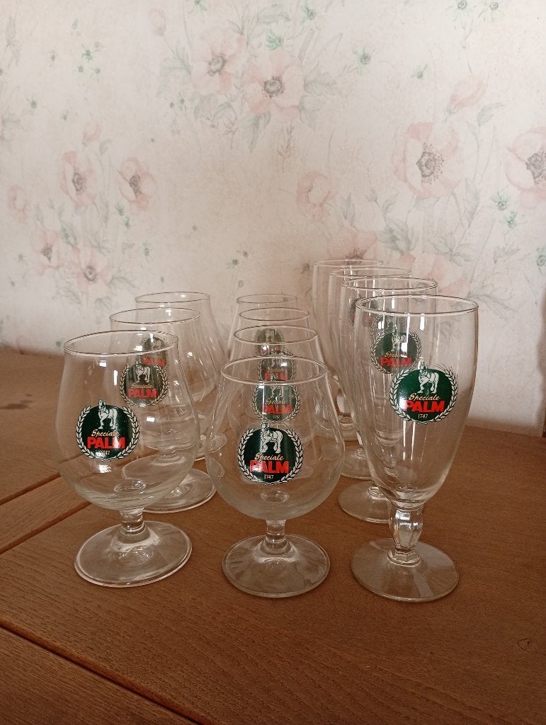 Lot van 11 palm glazen 3 verschillende soorten, Verzamelen, Ophalen, Zo goed als nieuw, Bierglas