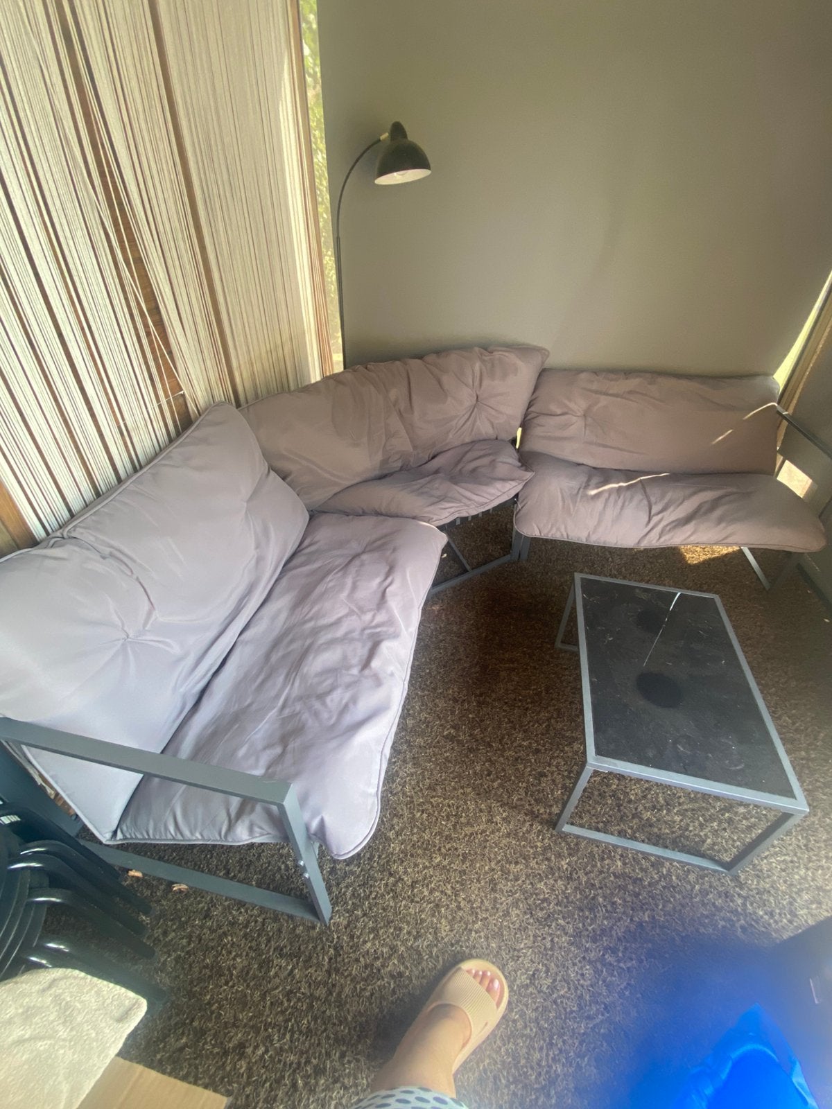 Hoektuinsalon met tafeltje, Banque, Aluminium, Comme neuf, Enlèvement