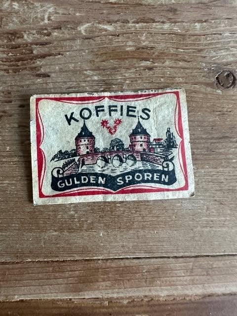 luciferdoos etiket label koffies gulden sporen, Gulden sporen, Gebruikt, Ophalen of Verzenden, Info@gilden.sp