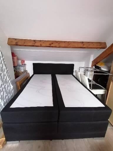 Boxspring 160 x 200, Ophalen, Gebruikt, Zwart, Tweepersoons