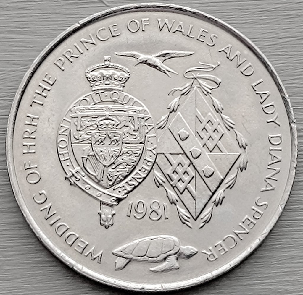 munt Ascension island 25 pence 1981 : Charles en Lady Diana, Ophalen of Verzenden