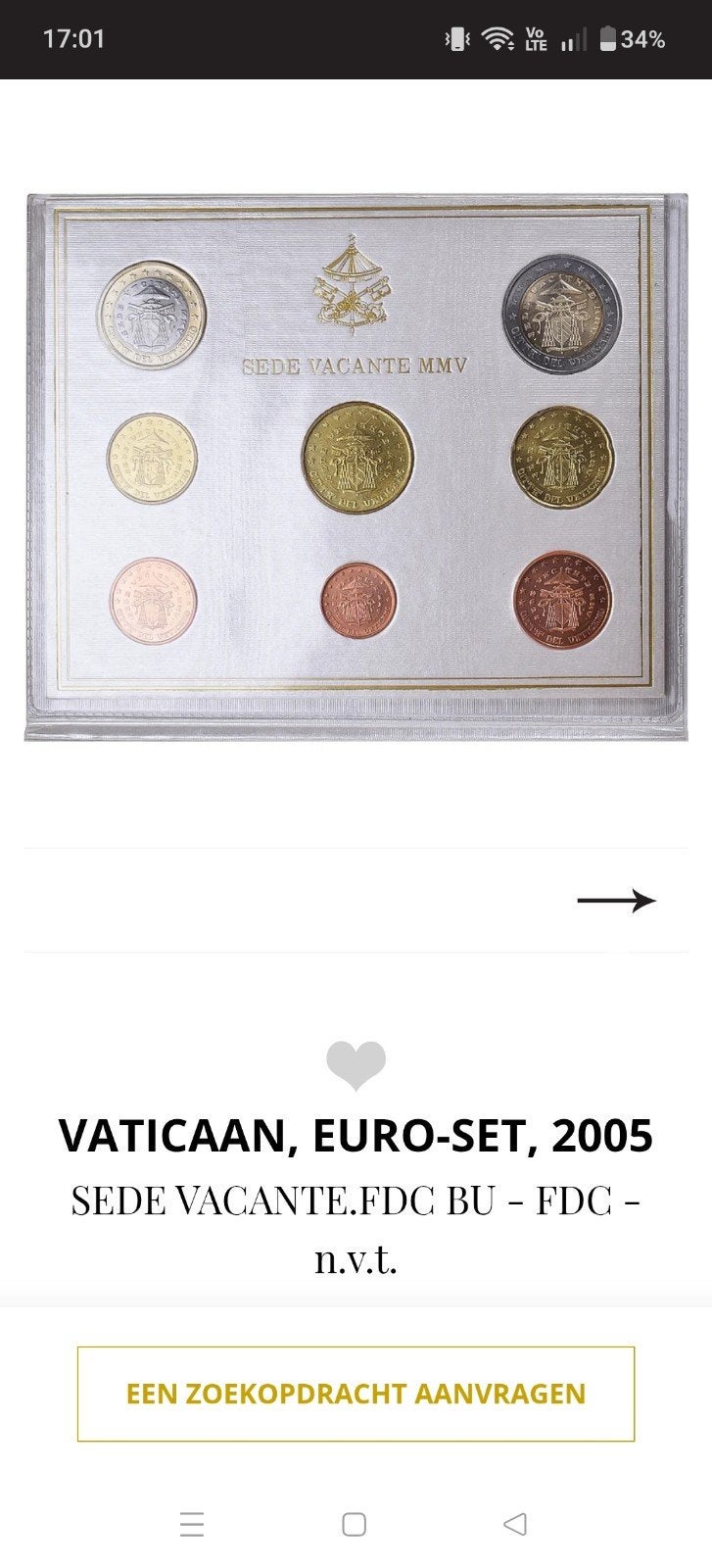 Vaticaan 2005  sede vacante bu set 1 cent tem 1 euro, Postzegels en Munten, Munten | Europa | Euromunten, Ophalen of Verzenden