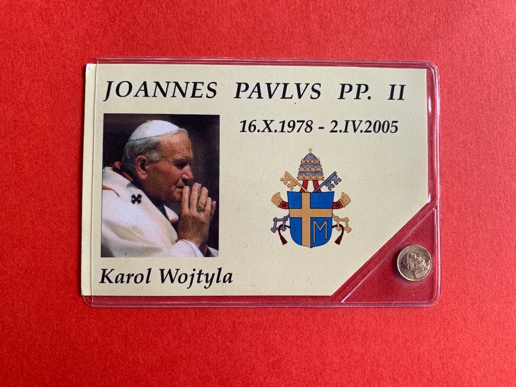 2005 Herdenkingskaart met medaille Joannes Paus Paulus II, Collections, Enlèvement ou Envoi, Comme neuf, Carte ou Gravure, Christianisme | Catholique
