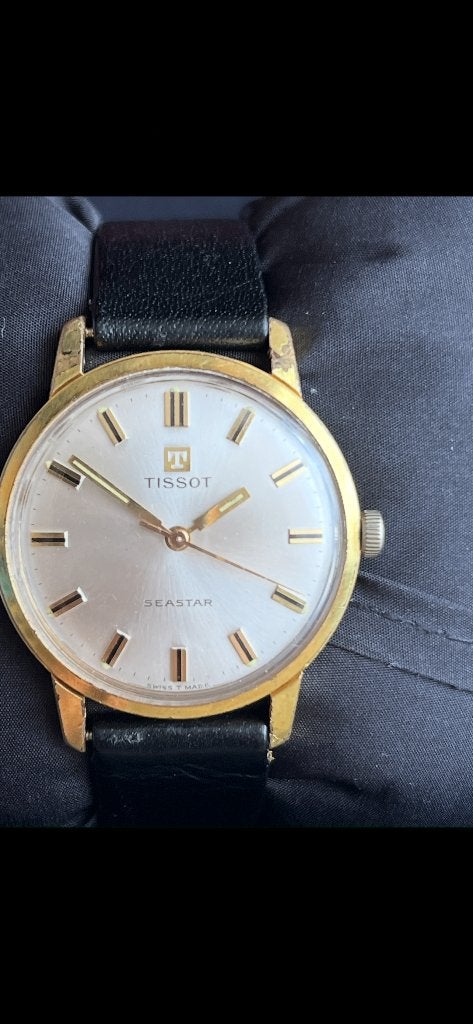 Montre vintage Tissot Seastar    Plaqué or  années 60, Montre-bracelet, Enlèvement ou Envoi, Tissot, Avec bracelet