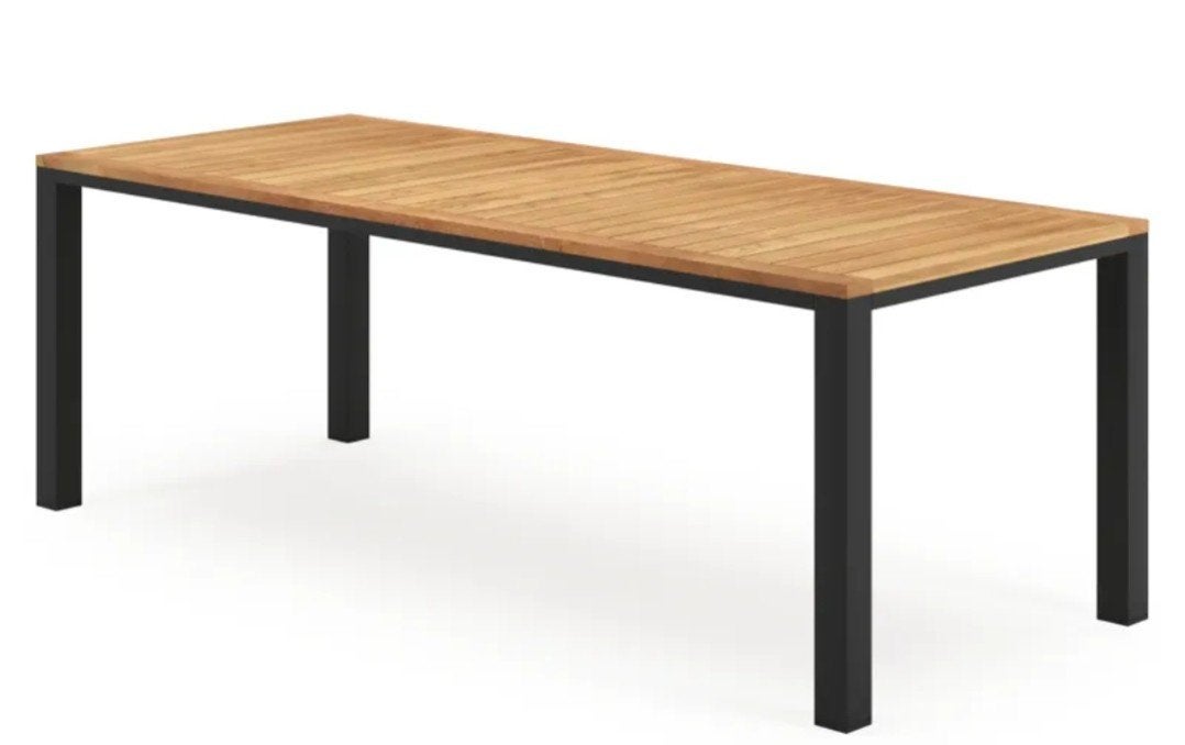 Tuintafel L240xB100xH75cm teak blad en aluminium frame, Ophalen, Gebruikt, Rechthoekig, Aluminium