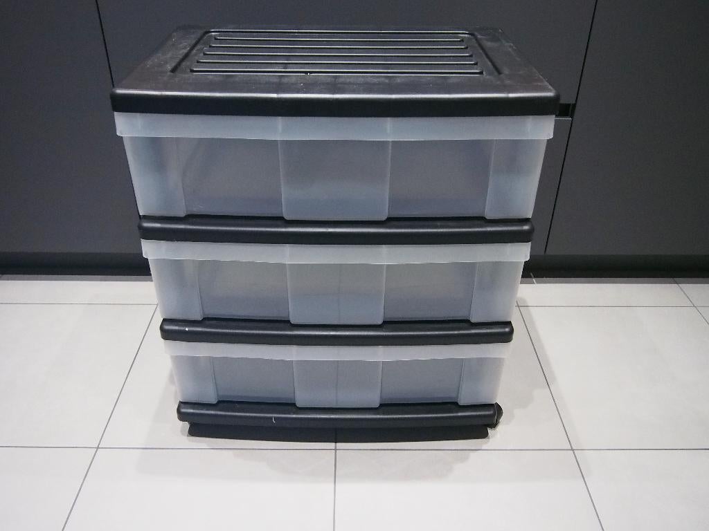 2 Opbergboxen met 3 lades op zwenkbare wieltjes, Doe-het-zelf en Bouw, Kratten en Dozen, Gebruikt, Bak of Kist, 50 tot 75 cm, 50 cm of meer