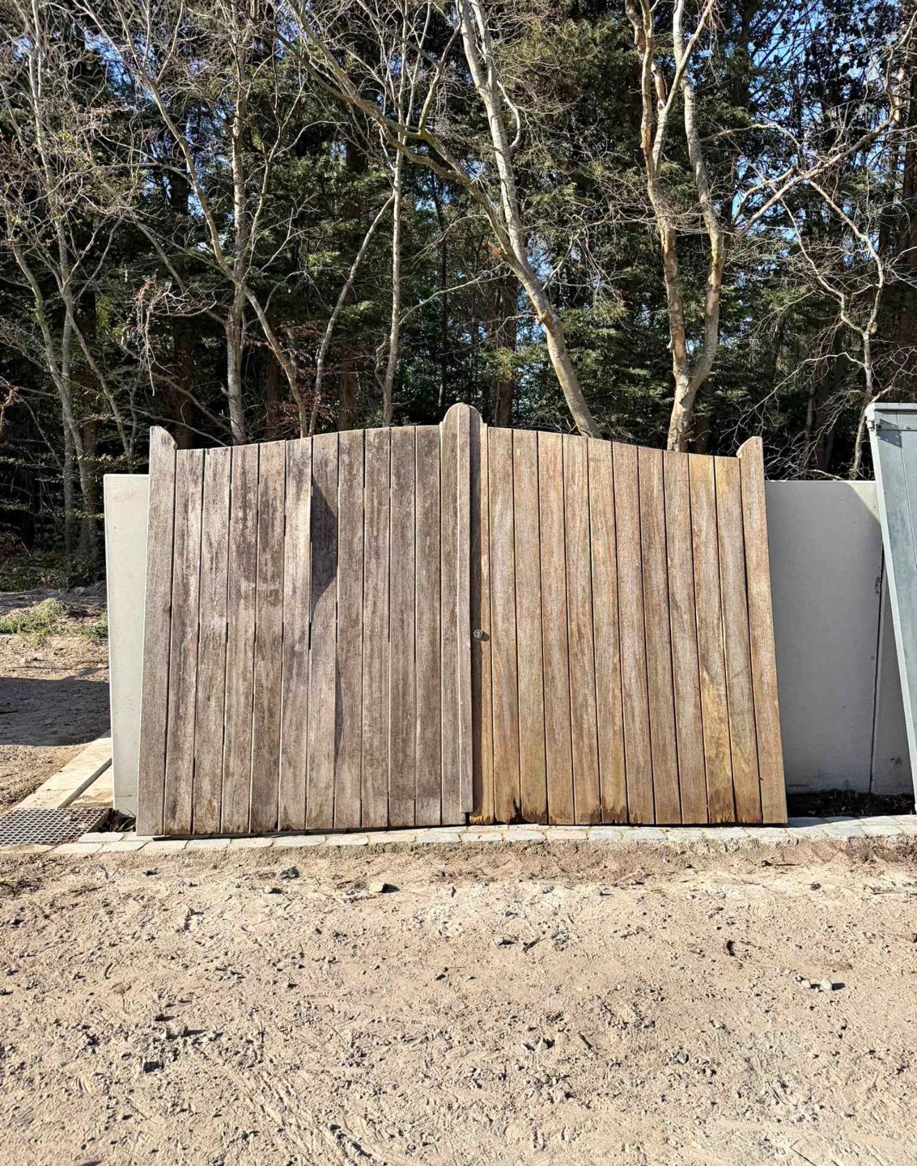 Massief Houten poort 300x210cm, Tuin en Terras, Tuinpoorten, Ophalen, Gebruikt, 200 cm of meer, Hout