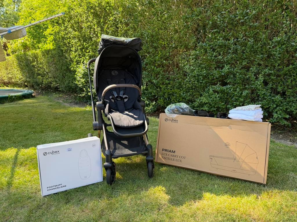 Luxe Cybex Priam 4 Set (2024) - Rosegold/Sepia Black, Zo goed als nieuw, Met reiswieg, Ophalen, Kinderwagen