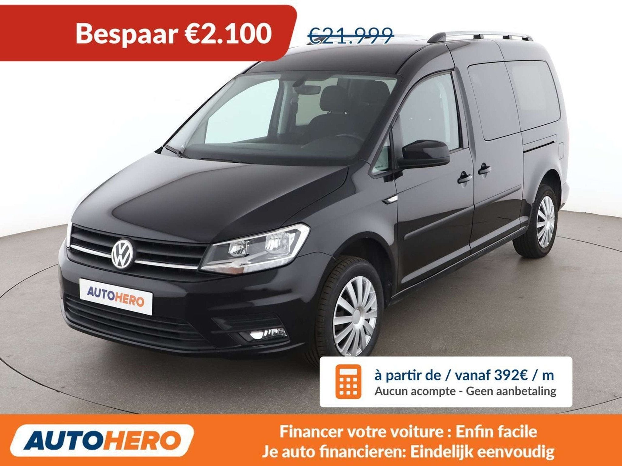 Volkswagen Caddy 1.4 TSI Maxi Trendline BlueMotion Tech, Auto's, Voorwielaandrijving, Stof, Gebruikt, Zwart