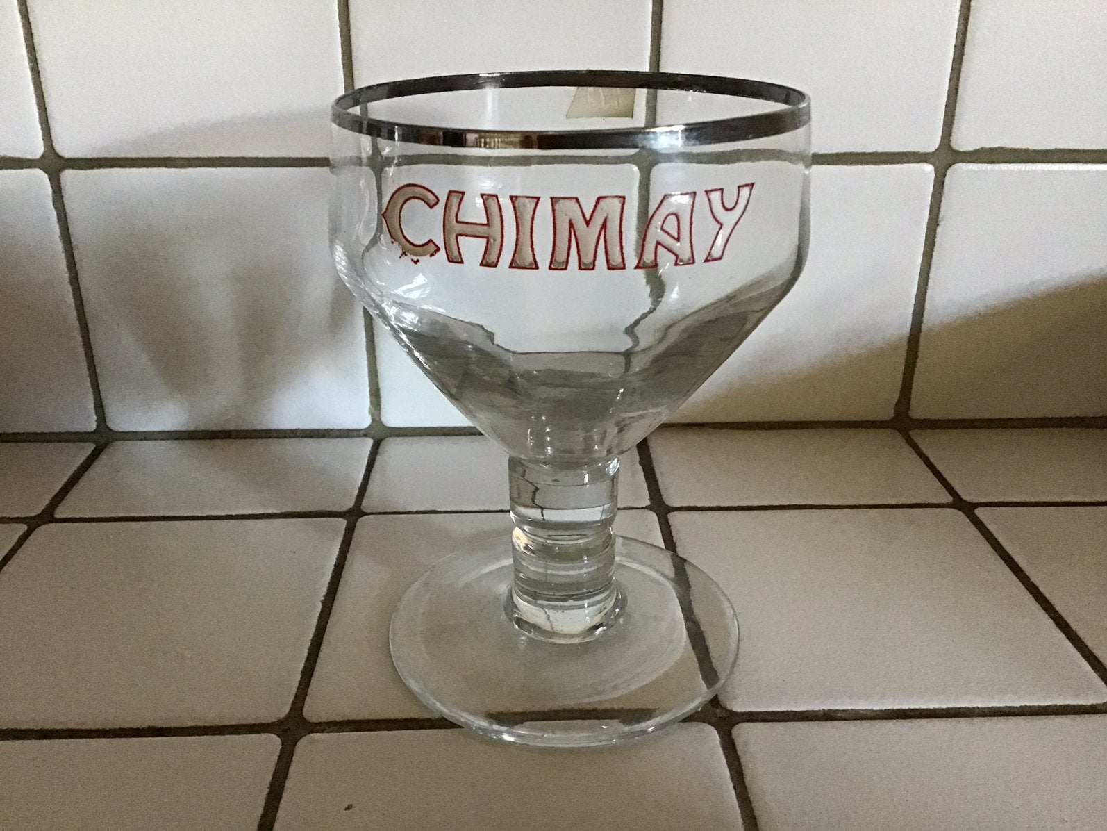 Ancien verre de chimay, émail à bière trappiste, Enlèvement ou Envoi, Utilisé