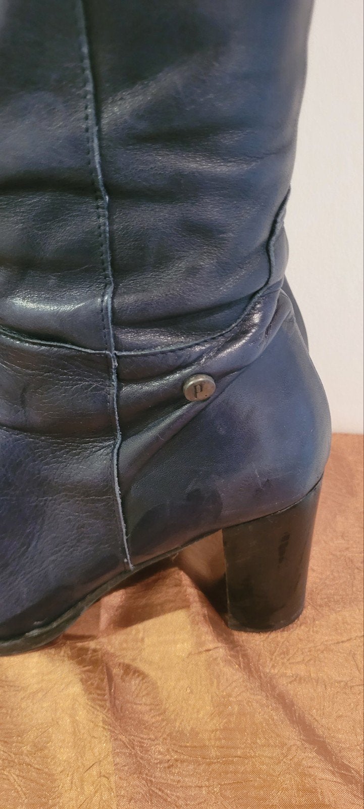 blauwe leder laarzen maat 37 piure, Enlèvement, Piure, Porté, Bleu