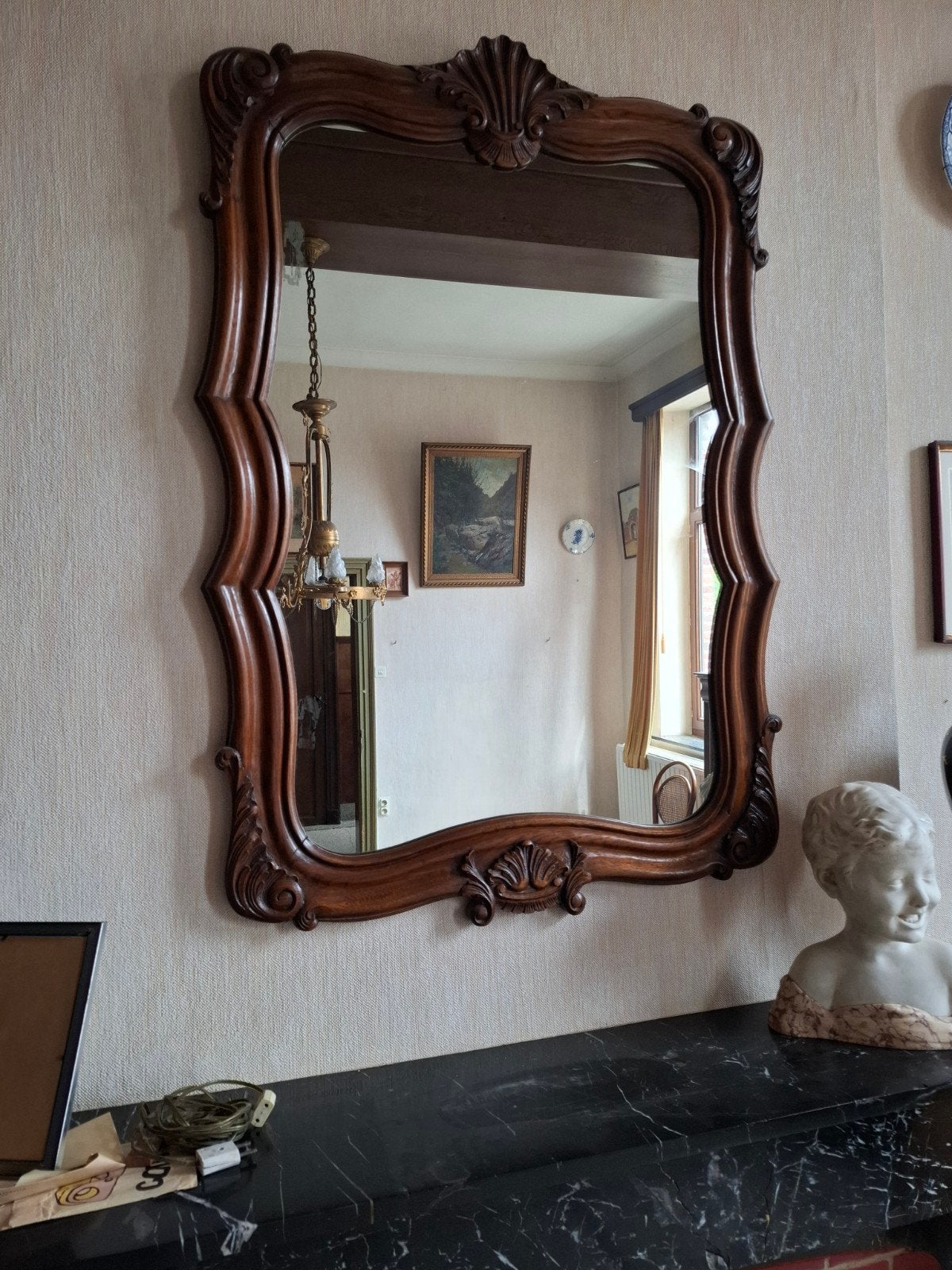 spiegel hout omrand, Ophalen