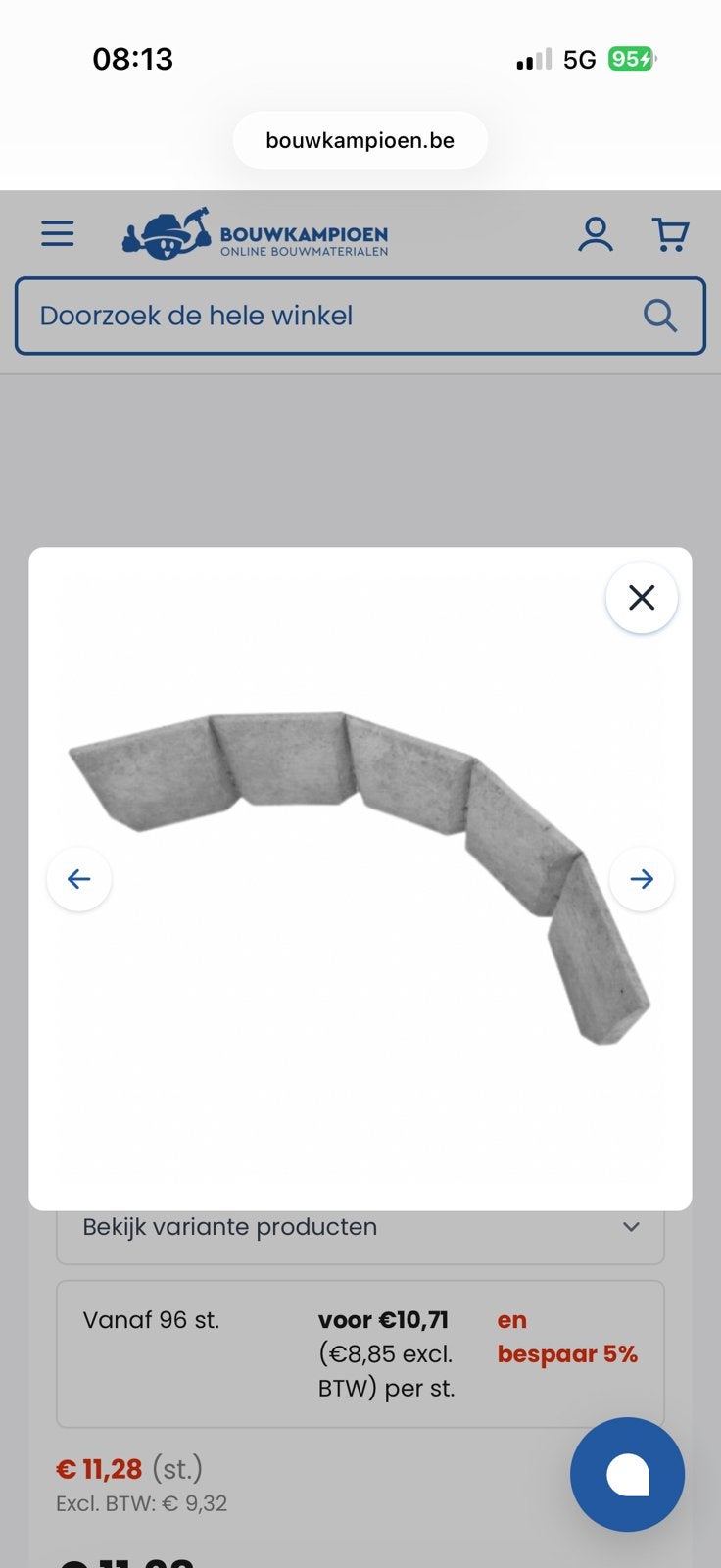 Wirtz Boordsteen Grijs PLOOIBAAR 100 x 20 x 3-1.2 cm 13 stuk, Ophalen, Nieuw, Beton