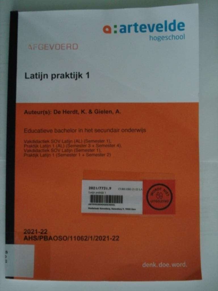 18. artevelde hogeschool Latijn praktijk 1 De Herdt Gielen, Boeken, Verzenden, Zo goed als nieuw, Hogeschool, Alpha