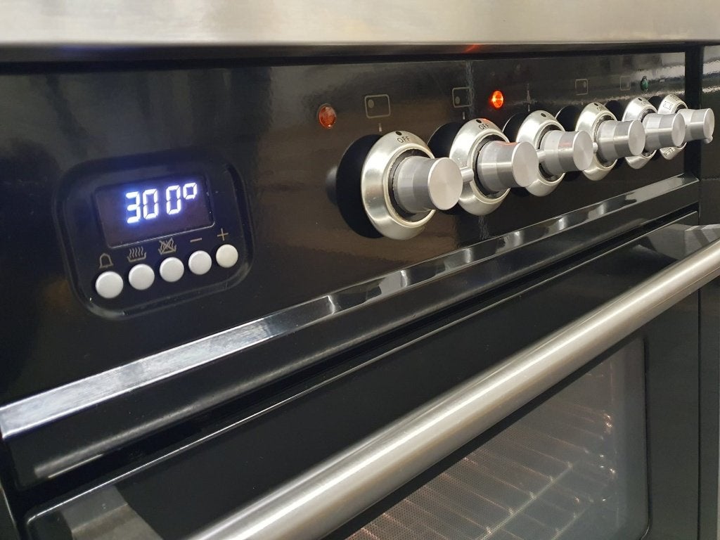 Boretti Gasfornuis 70cm hoogglans zwart rvs 300 graden oven, 60 cm of meer, Zo goed als nieuw, Energieklasse A of zuiniger, Gas