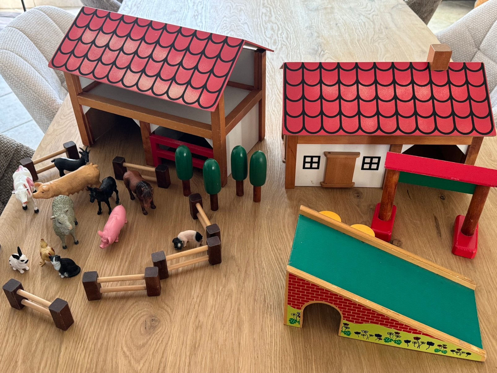 Boerderij uit hout met dieren, Ophalen
